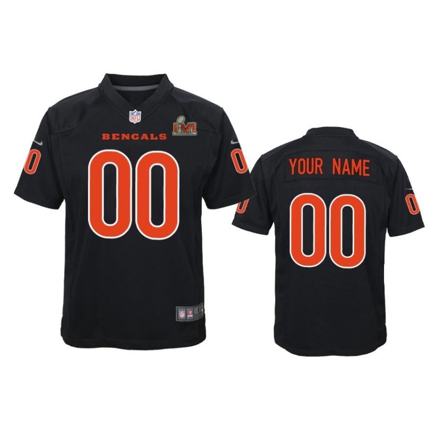 youth bengals custom black game fashion super bowl lvi jersey