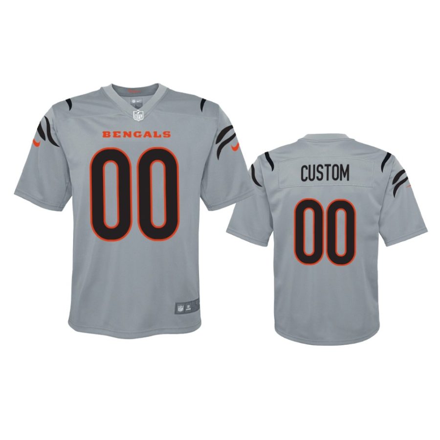 youth bengals custom gray inverted game jersey