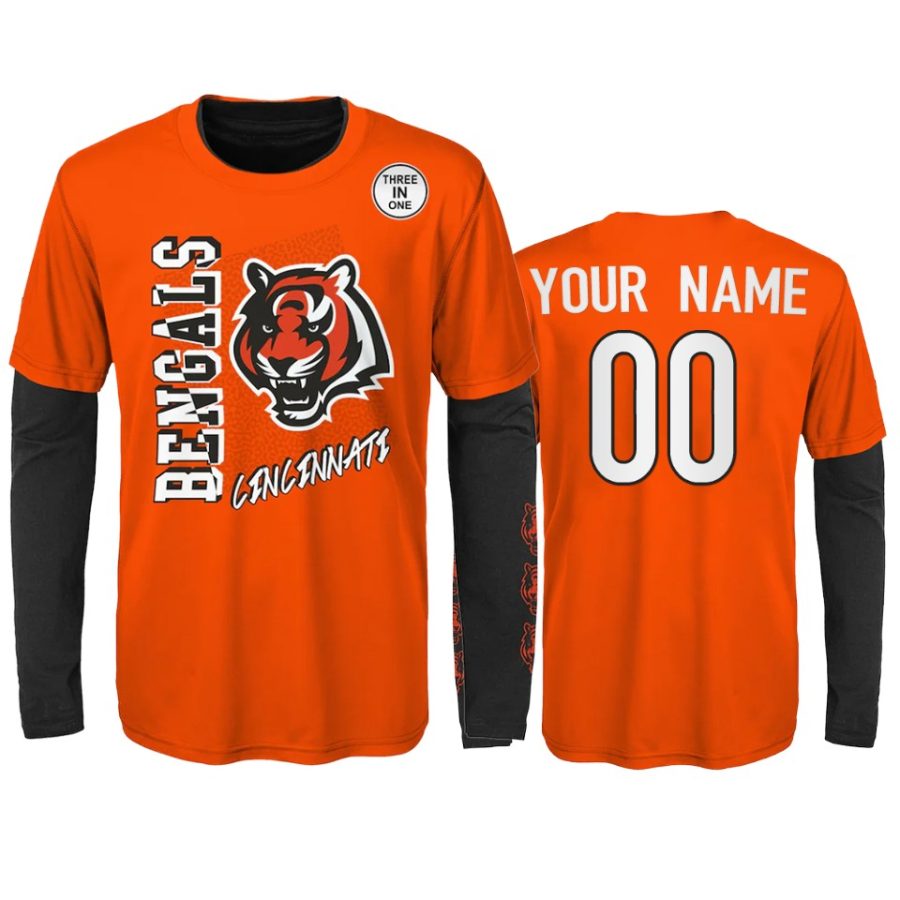 youth bengals custom orange black combo set t shirt