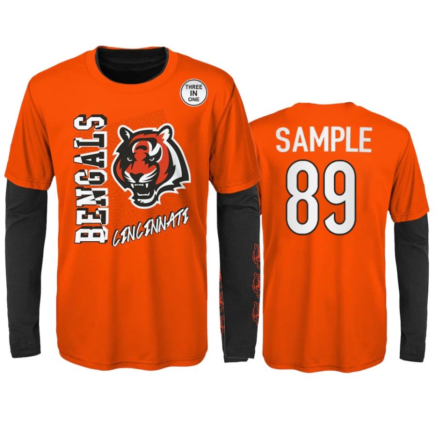 youth bengals drew sample orange black combo set t shirt