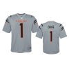 youth bengals jamarr chase gray inverted game jersey