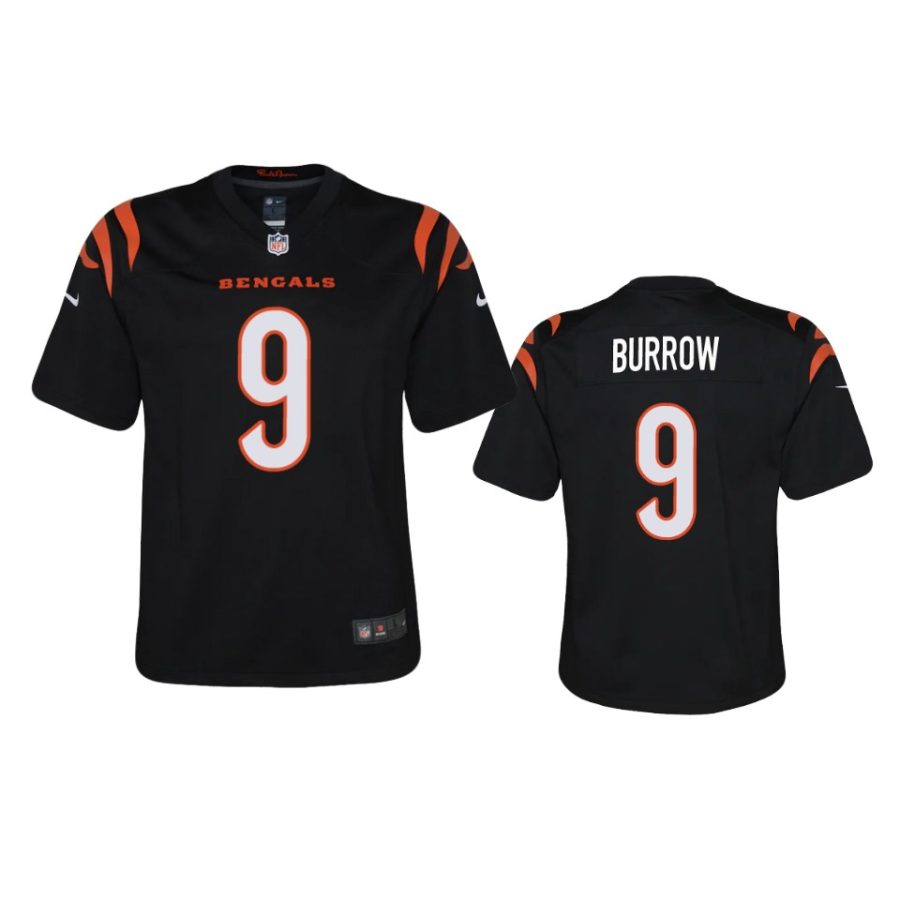 youth bengals joe burrow black 2021 game jersey