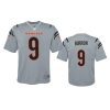 youth bengals joe burrow gray inverted game jersey