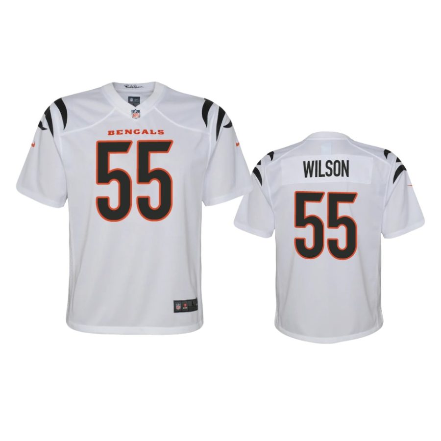 youth bengals logan wilson white 2021 game jersey