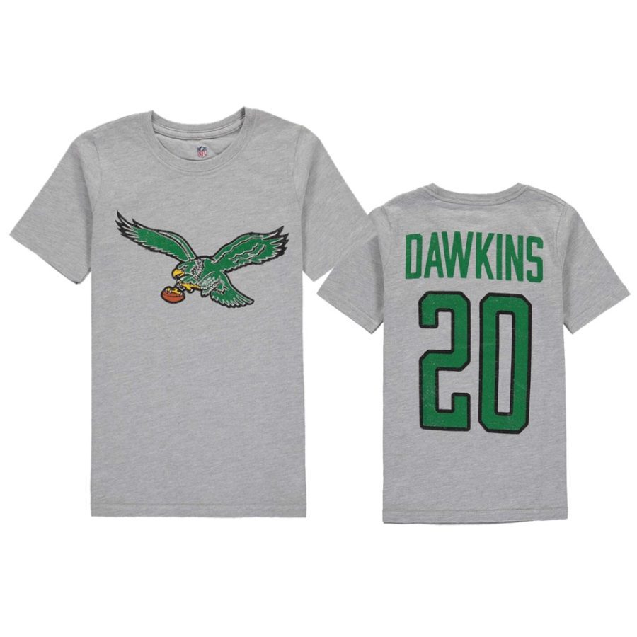 youth brian dawkins eagles gray vintage t shirt