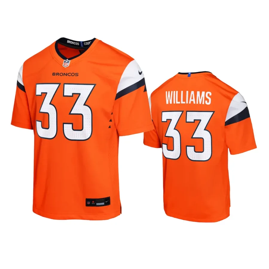 youth broncos javonte williams orange 2024 game jersey