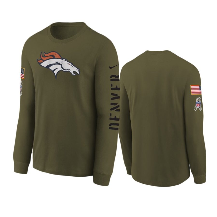 youth broncos olive team logo long sleeve 2022 salute to service jersey