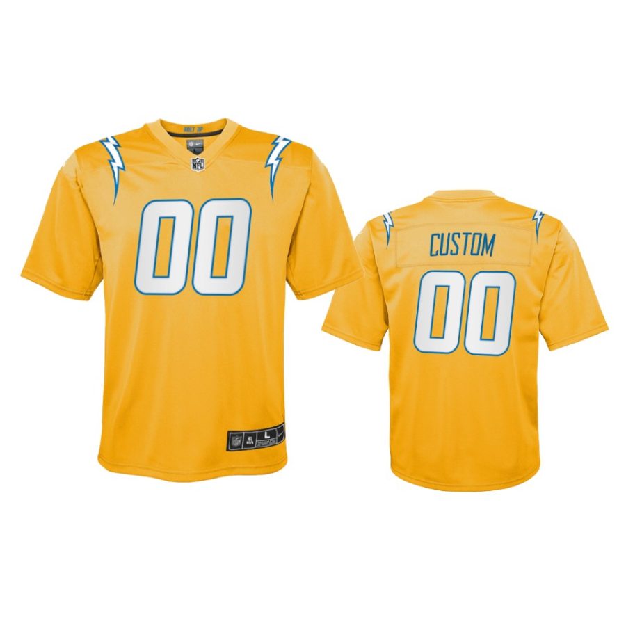 youth chargers custom gold inverted game jersey