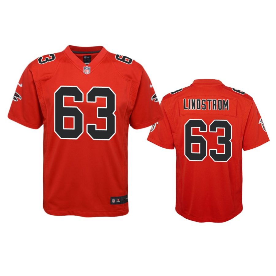 youth chris lindstrom falcons red color rush game jersey