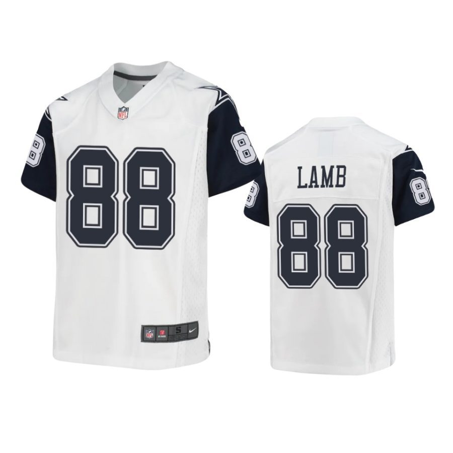 youth cowboys ceedee lamb alternate game white jersey