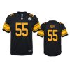 youth devin bush steelers black color rush game jersey