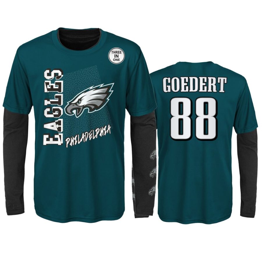 youth eagles dallas goedert green black combo set t shirt