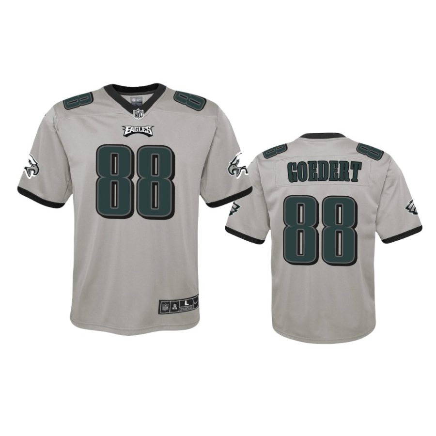 youth eagles dallas goedert silver inverted game jersey