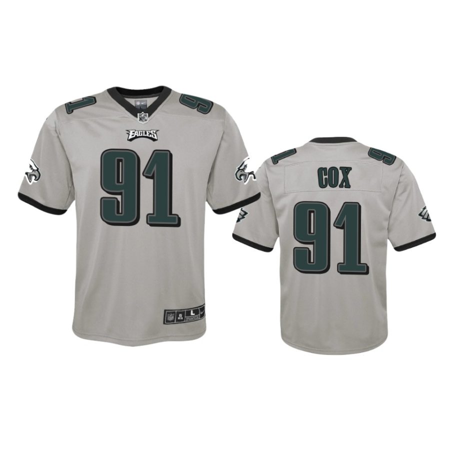 youth eagles fletcher cox silver inverted game jersey