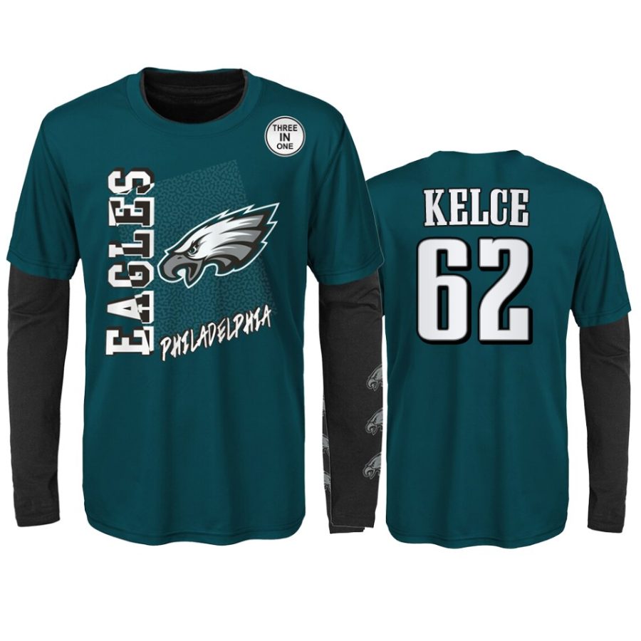 youth eagles jason kelce green black combo set t shirt