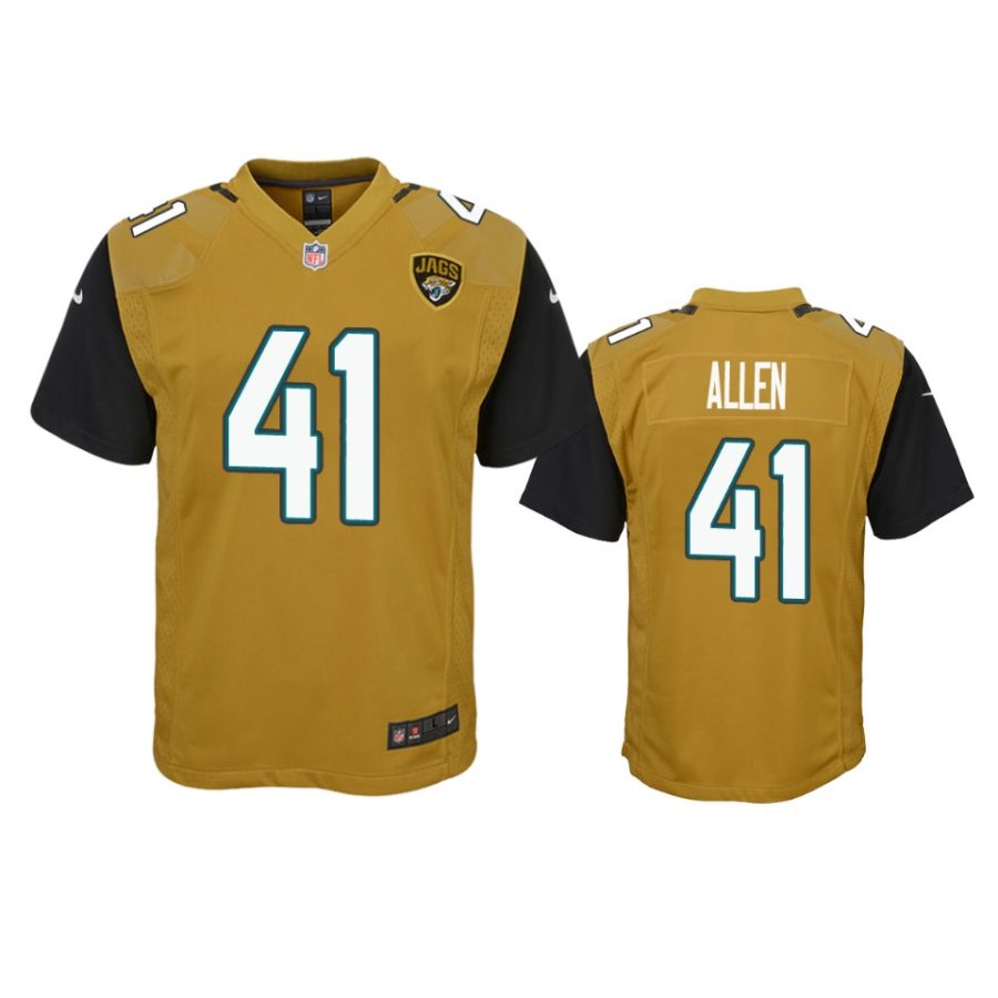 youth josh allen jaguars gold color rush game jersey