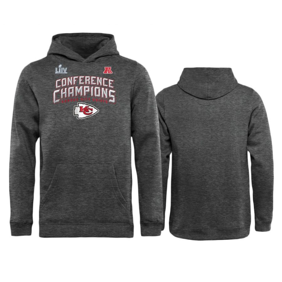 youth kansas city chiefs heather gray 2019 afc champions end around hoodie