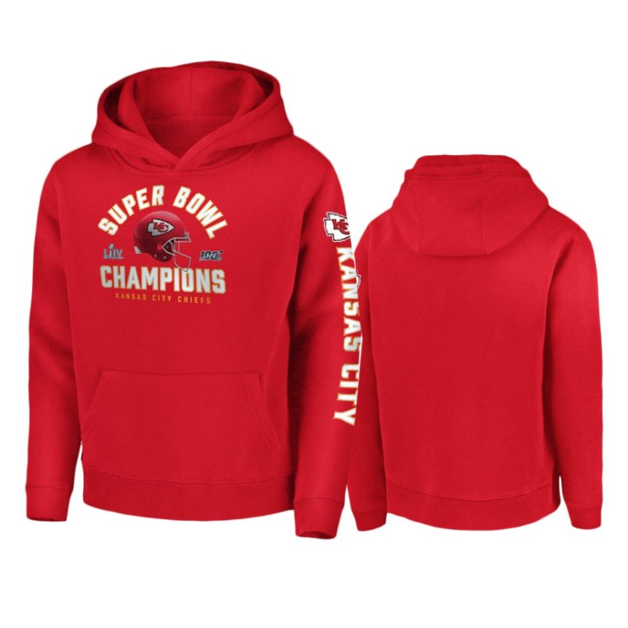 youth kansas city chiefs red super bowl liv champions lateral hoodie