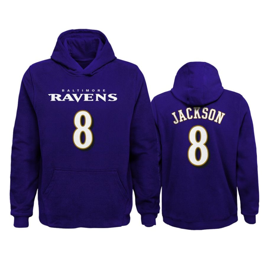 youth lamar jackson ravens purple mainliner hoodie