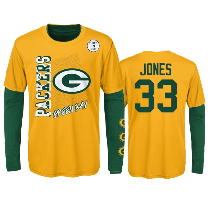 youth packers aaron jones gold green combo set t shirt