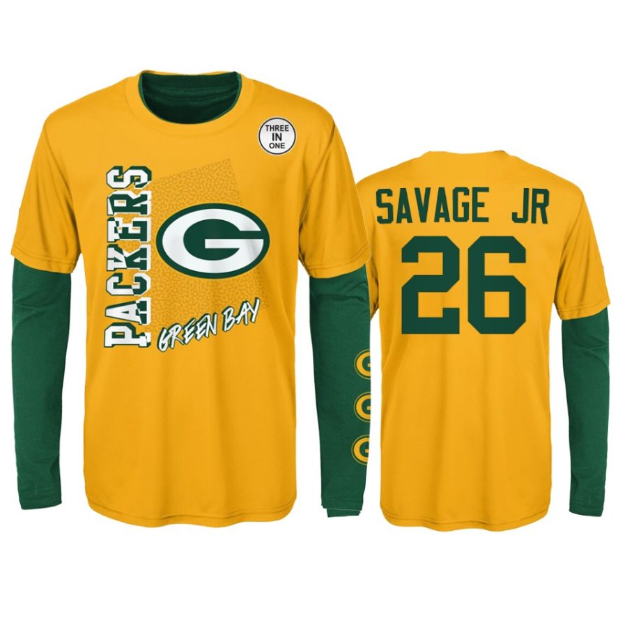 youth packers darnell savage jr. gold green combo set t shirt