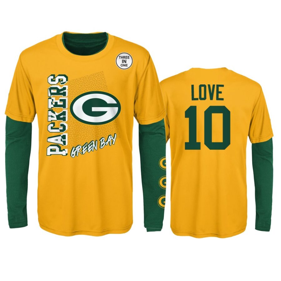 youth packers jordan love gold green combo set t shirt