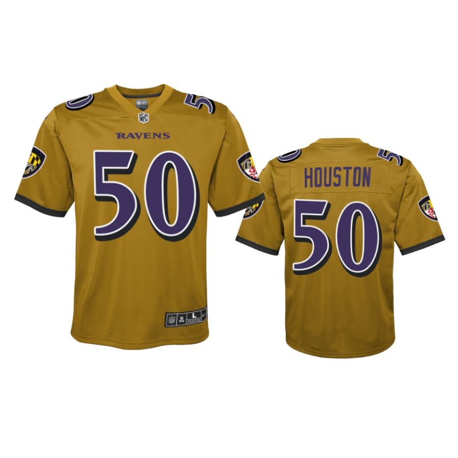 youth ravens justin houston gold inverted game jersey