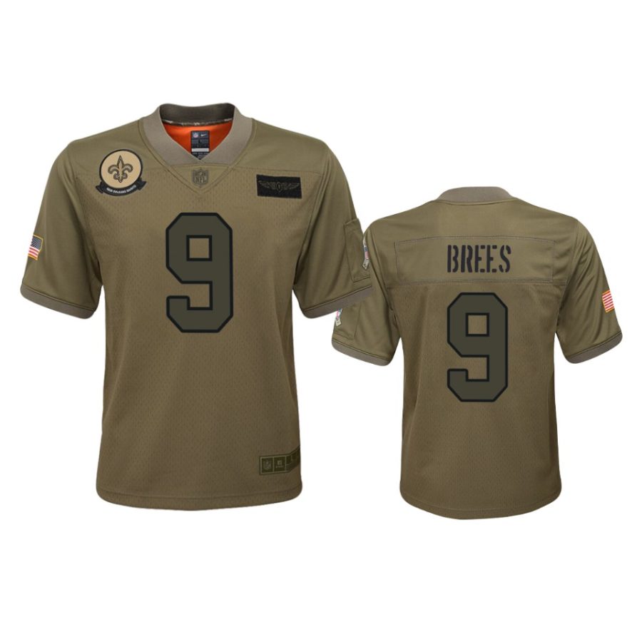 youth saints drew brees camo 2019 salute to service jersey