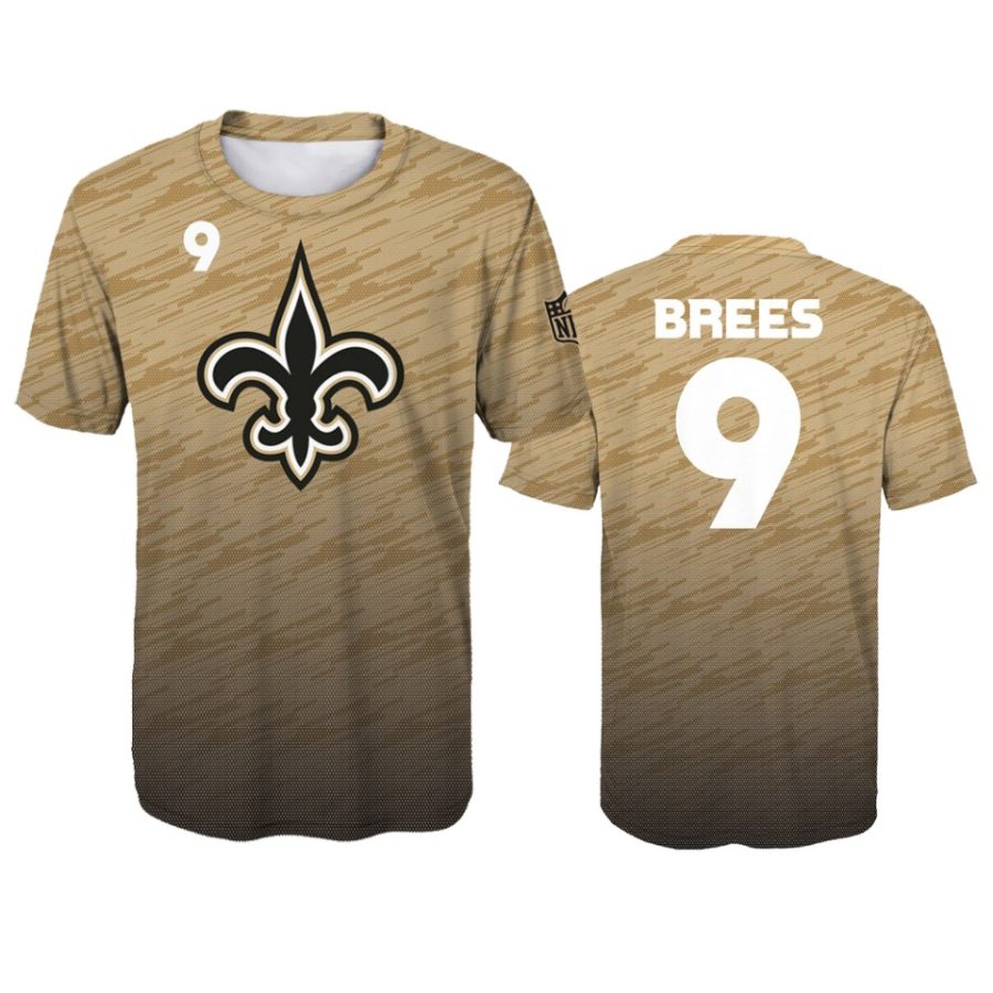 youth saints drew brees gold propulsion sublimated t shirt