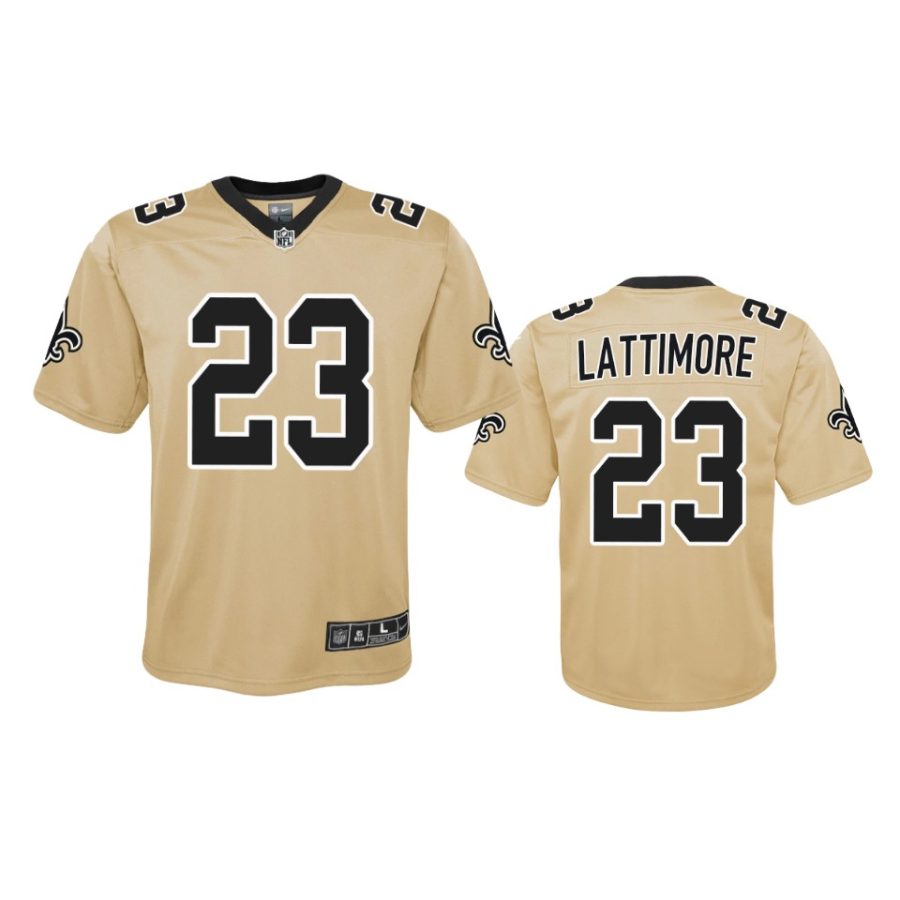 youth saints marshon lattimore gold inverted game jersey