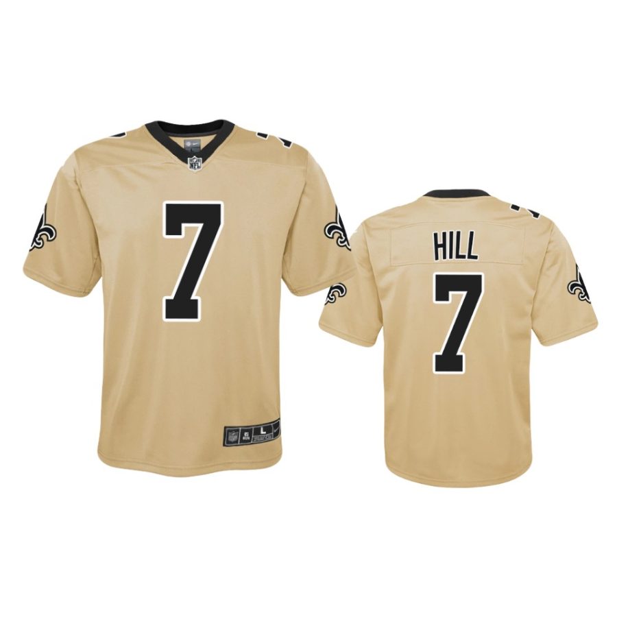 youth saints taysom hill gold inverted game jersey