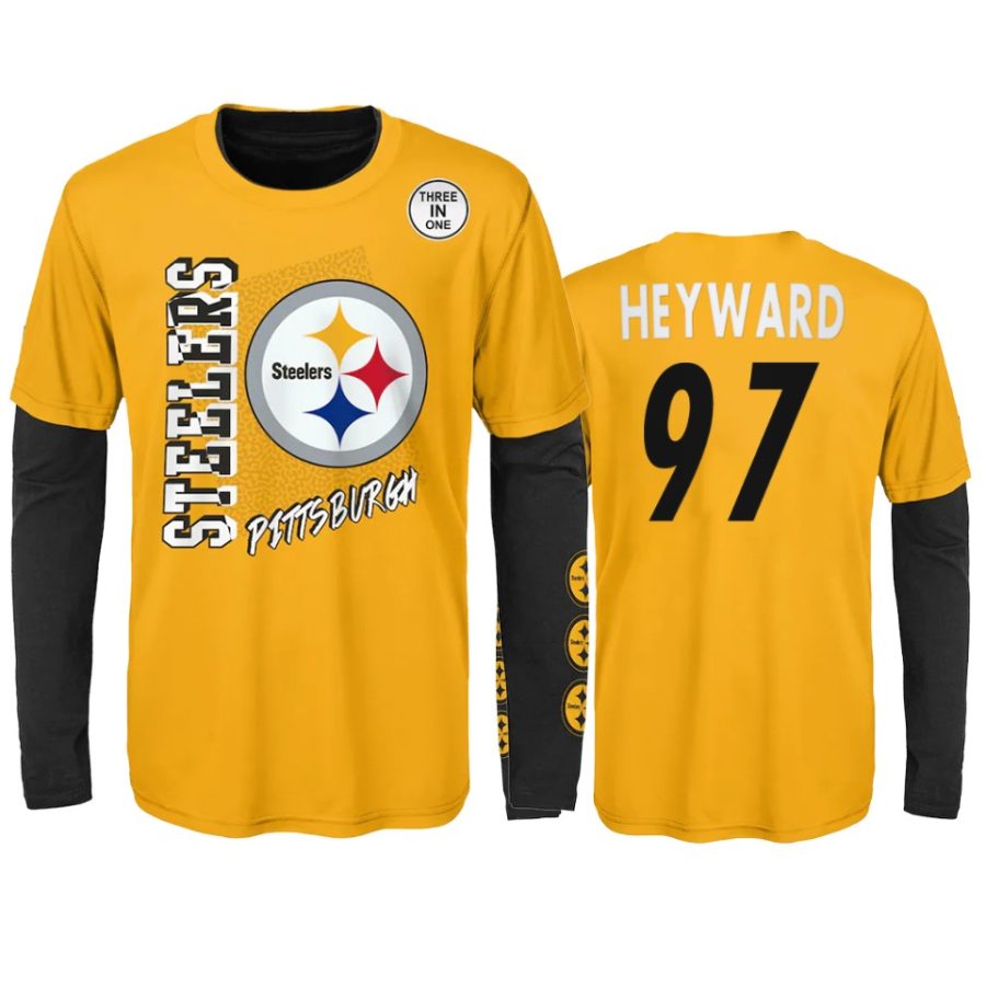 youth steelers cameron heyward gold black combo set t shirt