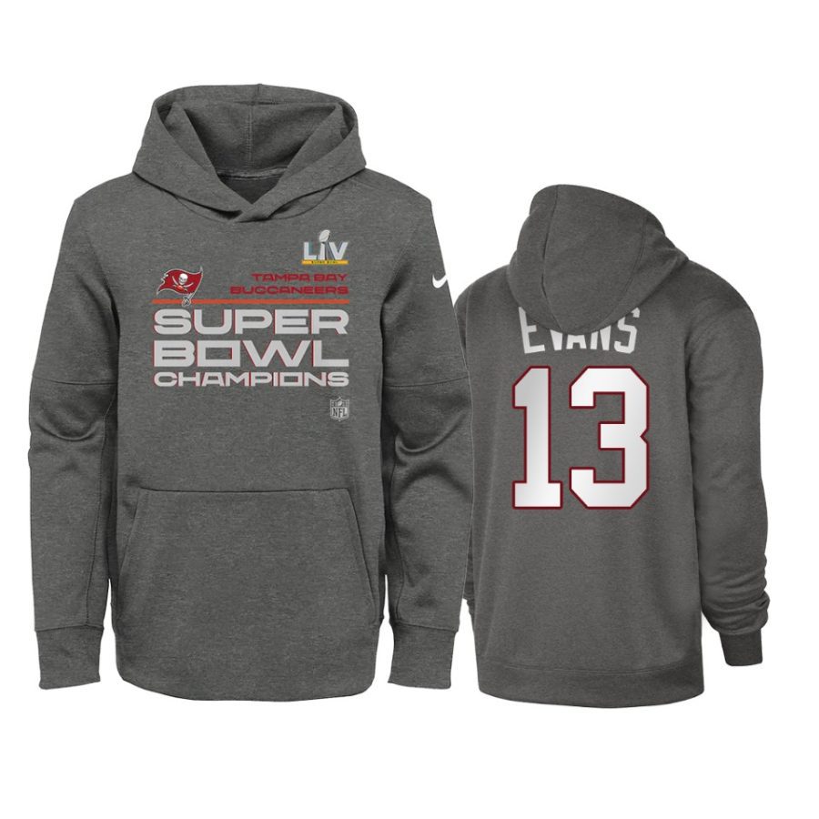 youth tampa bay buccaneers mike evans charcoal super bowl lv champions trophy hoodie