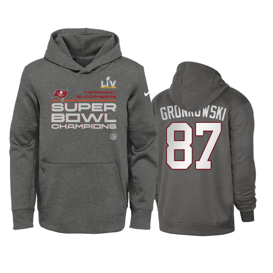 youth tampa bay buccaneers rob gronkowski charcoal super bowl lv champions trophy hoodie