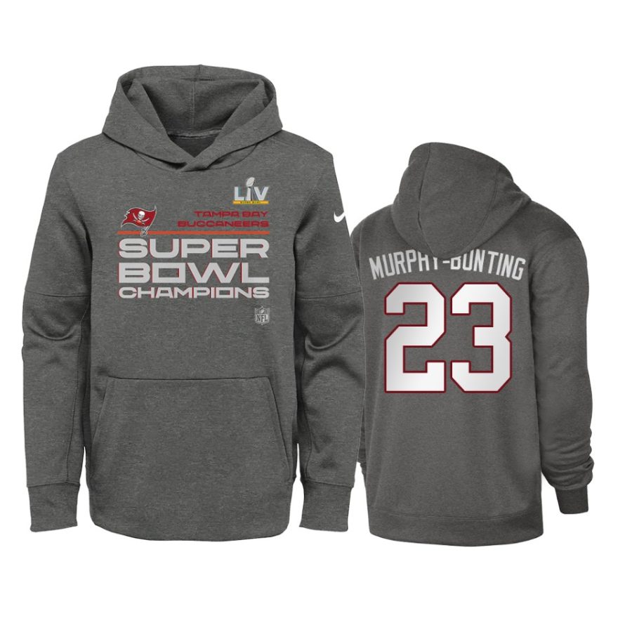 youth tampa bay buccaneers sean murphy bunting charcoal super bowl lv champions trophy hoodie