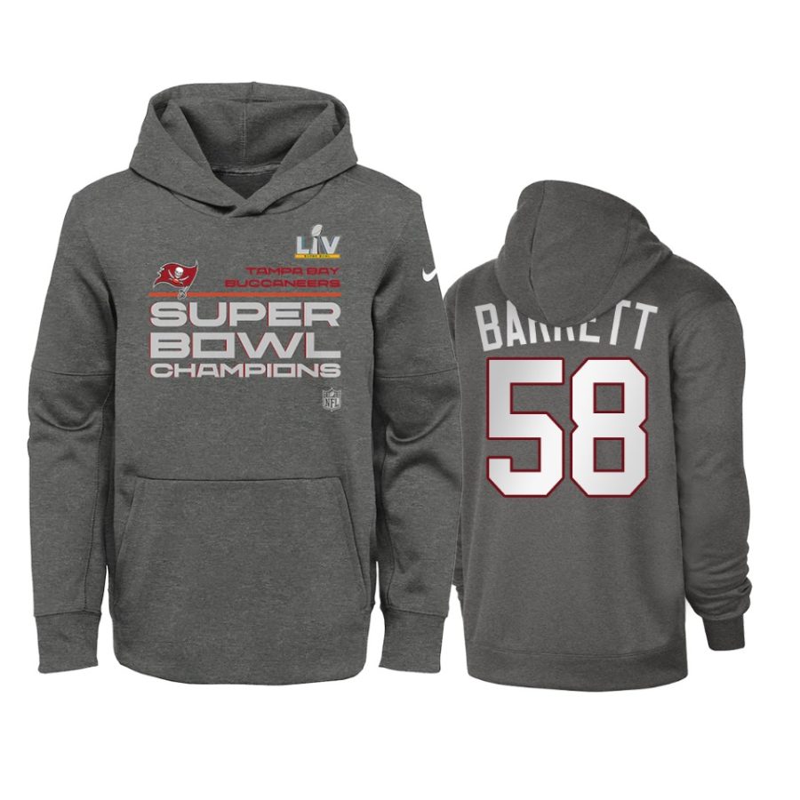 youth tampa bay buccaneers shaquil barrett charcoal super bowl lv champions trophy hoodie