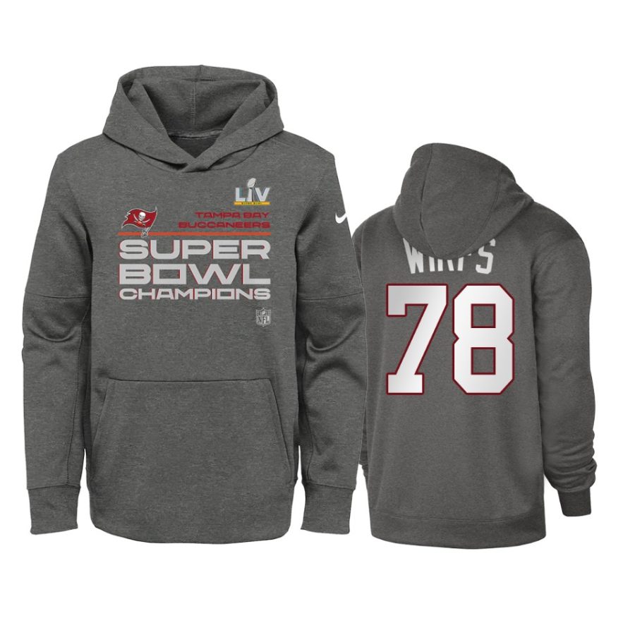 youth tampa bay buccaneers tristan wirfs charcoal super bowl lv champions trophy hoodie
