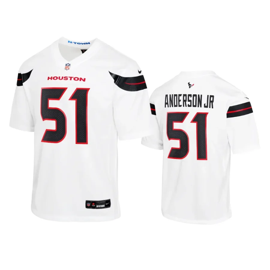 youth texans will anderson jr. white 2024 game jersey