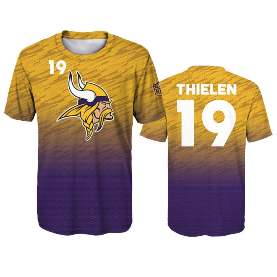 youth vikings adam thielen gold purple propulsion sublimated t shirt